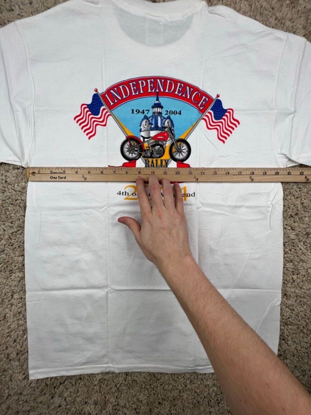 Vintage 2004 Hollister Independence Rally Motorcycle T-Shirt Mens Large White - Picture 5 of 12